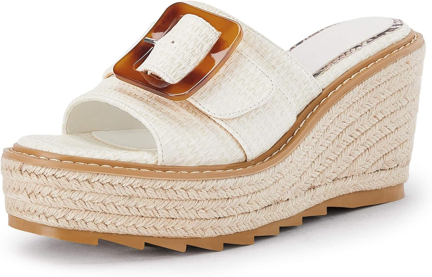 Coutgo Women's Wedge Platform Espadrille Slide Sandals Slip On Open Toe High Heels Buckle Casual ... | Amazon (US)