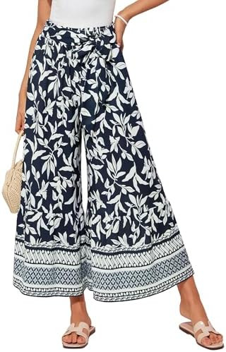 GRACE KARIN Women's 2026 Summer Wide Leg Palazzo Pants Elastic High Waisted Boho Casual Flowy Bea... | Amazon (US)