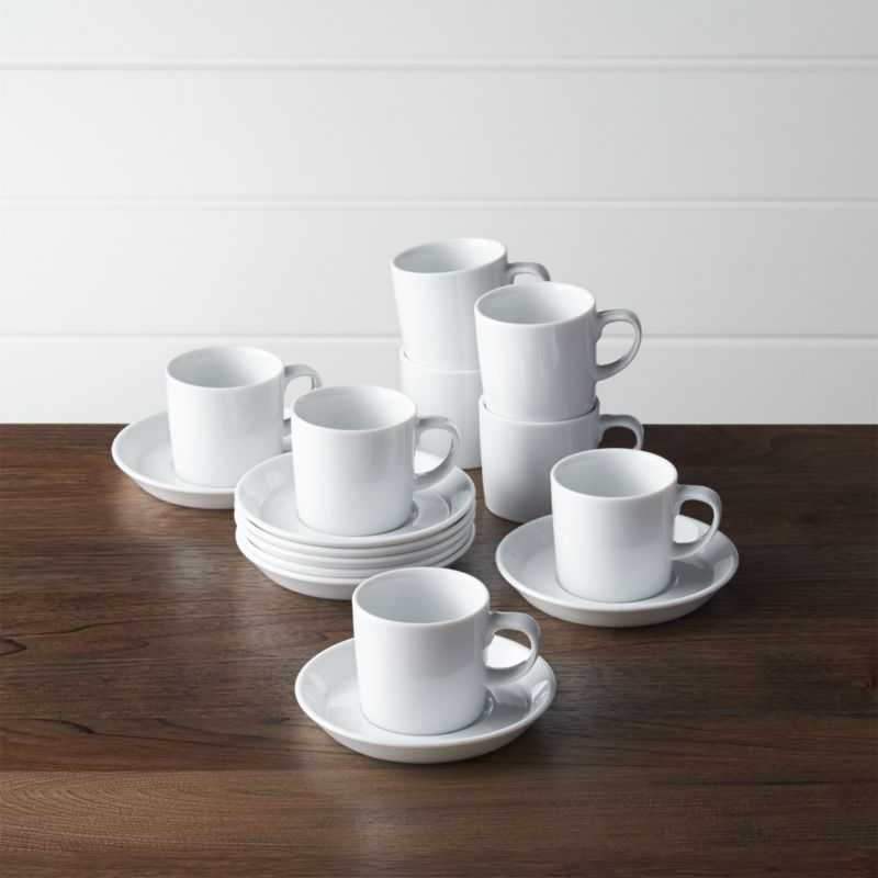 Set of 8 Verge 4 oz. Espresso Cups and Saucers + Reviews | Crate and Barrel | Crate & Barrel