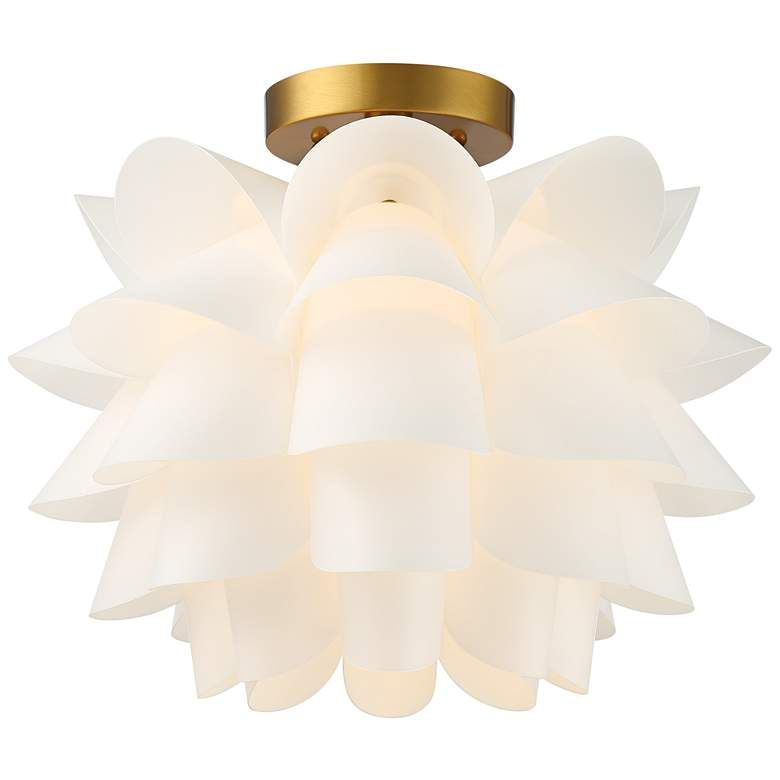 Possini Euro White Flower Gold Finish 15 3/4" Wide Ceiling Light - #97E43 | Lamps Plus | Lamps Plus