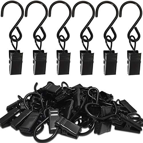 AMZSEVEN Stainless Steel S Hooks Curtain Clips, 50 Pack Hanging Party Lights Clips, Hangers Gutte... | Amazon (US)