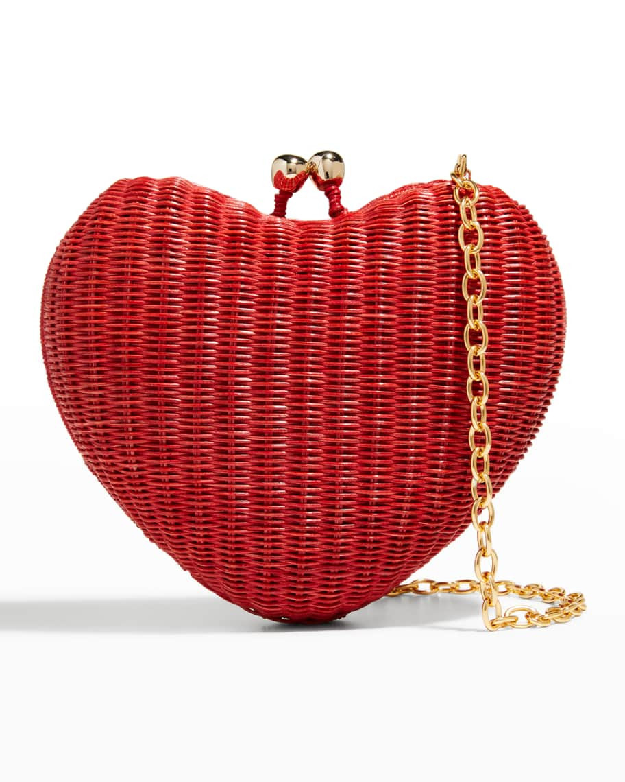 Precious Heart Wicker Clutch Bag | Neiman Marcus