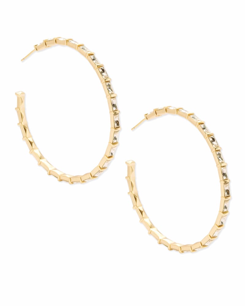 Thora Gold Hoop Earrings in Smoky Crystal | Kendra Scott