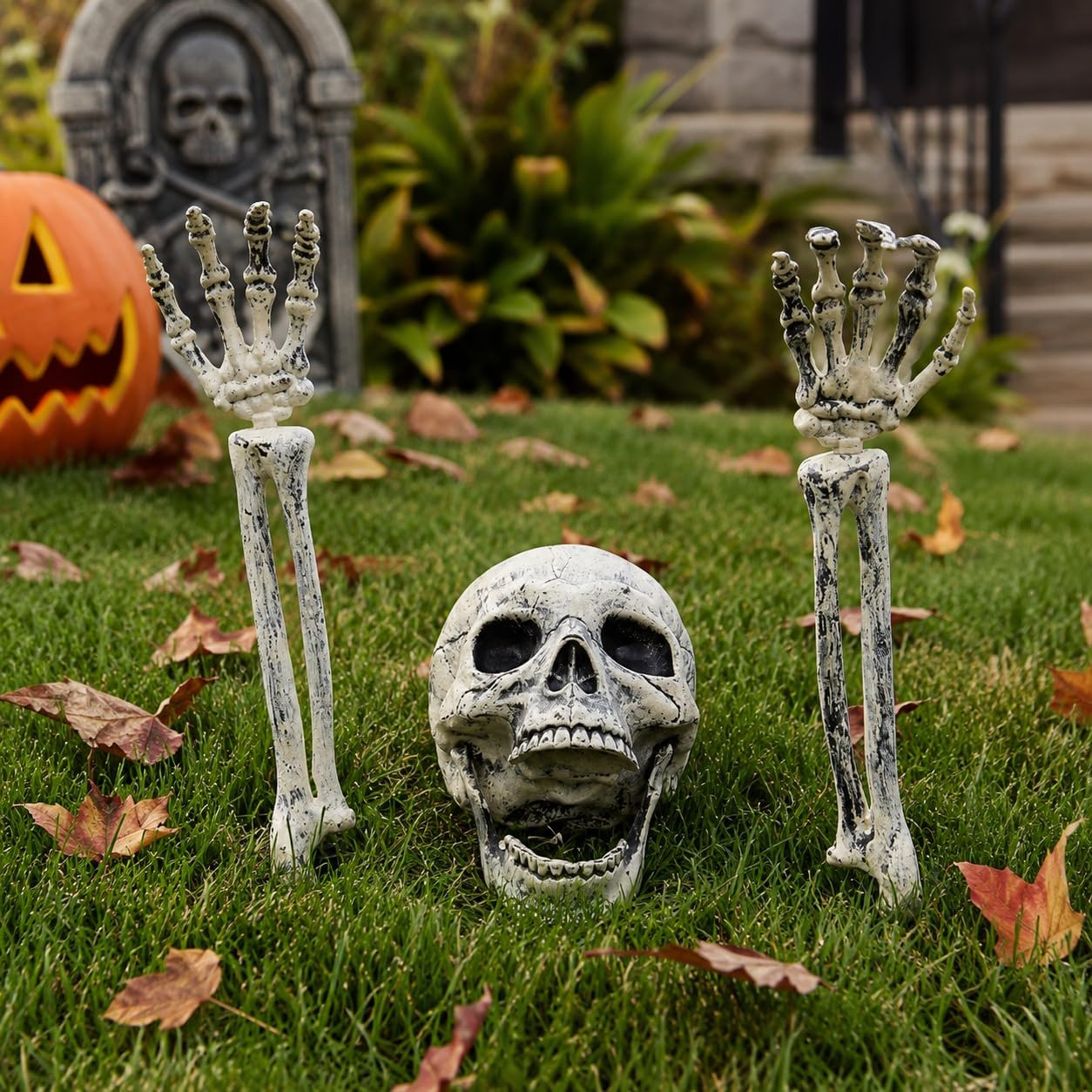 AOGU Skeleton Groundbreaker, Skull Stakes for Halloween Decorations Outdoor | Amazon (US)