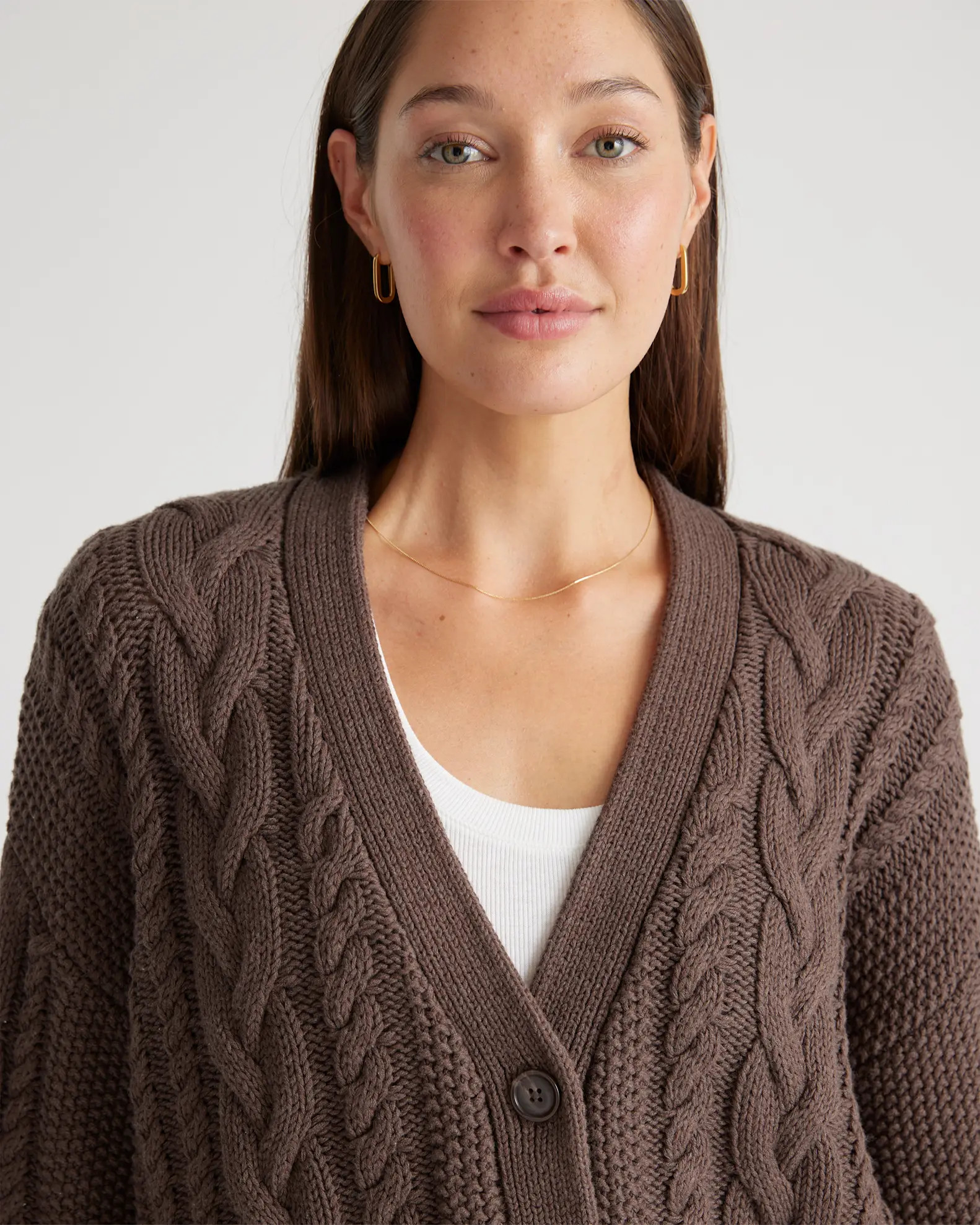 100% Organic Cotton Oversized Cable Cardigan | Quince