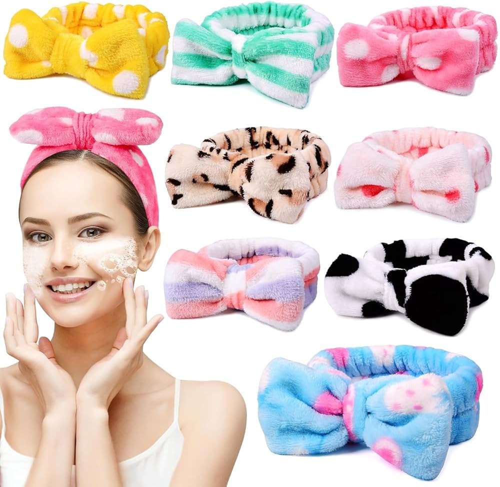 8 Pcs Spa Headbands for Women Facial Makeup Headband Stocking Stuffers For Women Teen Coral Fleec... | Amazon (US)