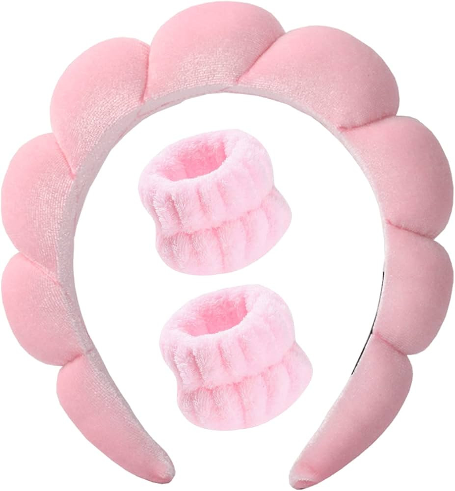 Luckybear Spa Headband for Washing Face, Velvet Makeup Headband, Bubble Skincare Headbands with F... | Amazon (US)