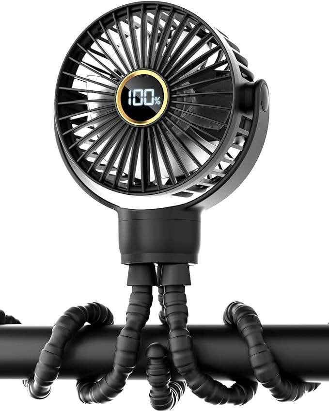 buywoo 3.5" Battery Powered Baby Stroller Cooling Fan, 3-Speed Rechargebale Tripod Fan with 360 D... | Amazon (US)