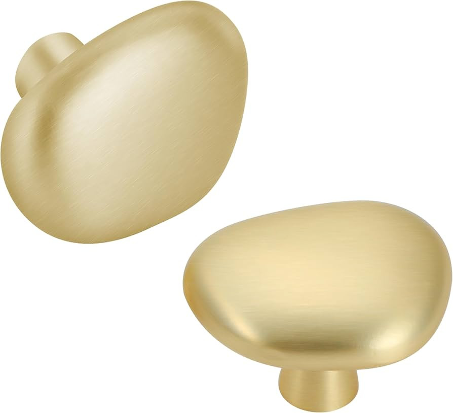 Malimali 20 Pack Brushed Brass Pebble Cabinet Knobs for Dresser Drawers, Gold Cabinet Hardware Kn... | Amazon (US)