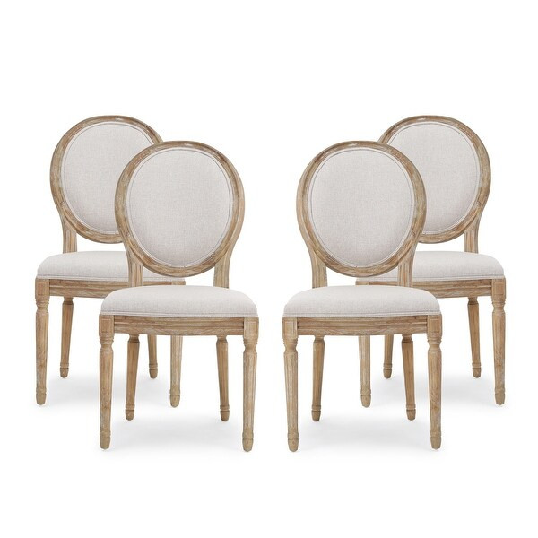 Phinnaeus French Country Dining Chairs (Set of 4) by Christopher Knight Home - Beige + Natural | Bed Bath & Beyond