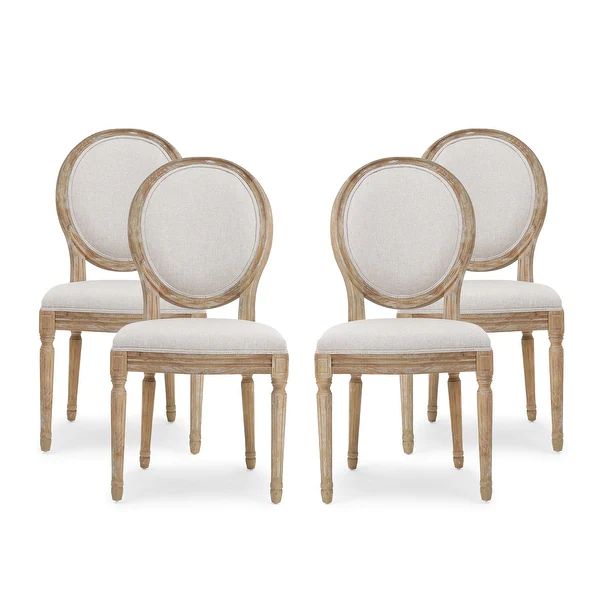 Phinnaeus French Country Dining Chairs (Set of 4) by Christopher Knight Home - Beige + Natural | Bed Bath & Beyond