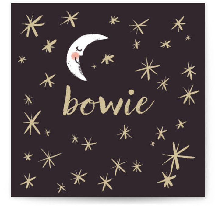 "Good Night Moon and Stars" - Customizable Personalizable Pillow in Black by Patrice Horvath. | Minted