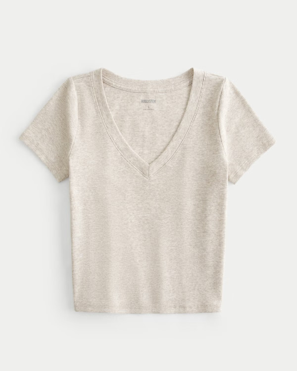 Women's Cotton Blend V-Neck Baby Tee | Women's Tops | HollisterCo.com | Hollister (US)