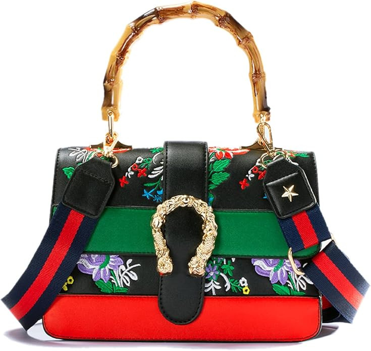 Lightweight Medium top handle bag with Bamboo, Crossbody Bags for Women, Satchel Handbags for Wom... | Amazon (US)