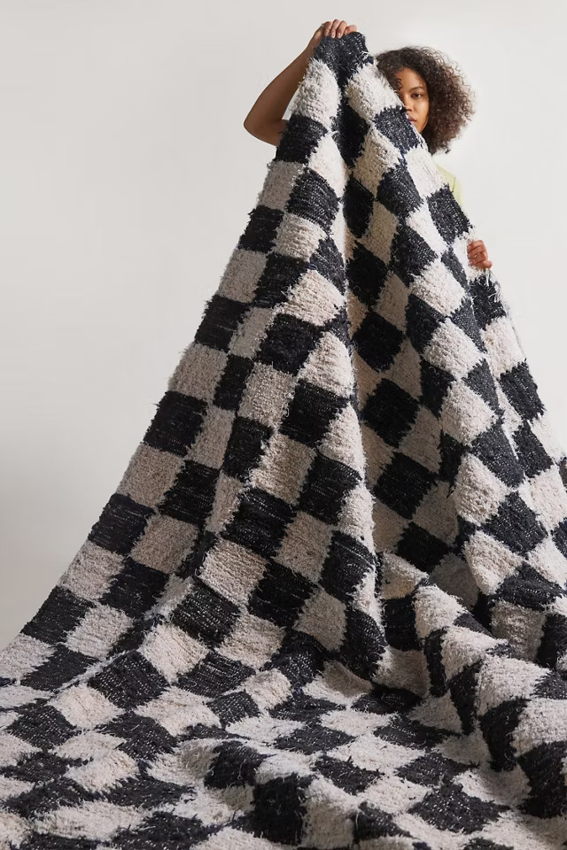 Checkerboard Shaggy Rug | Urban Outfitters (US and RoW)