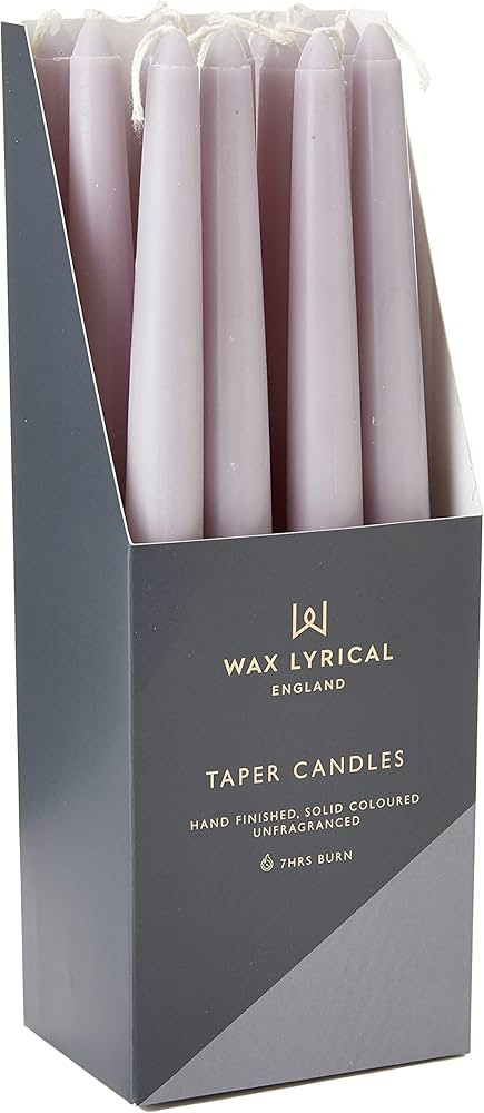 WAX LYRICAL Unscented 25 cm Tapered Dinner Candle Evening Heather, Box of 12, Dark silver, 25cm | Amazon (UK)