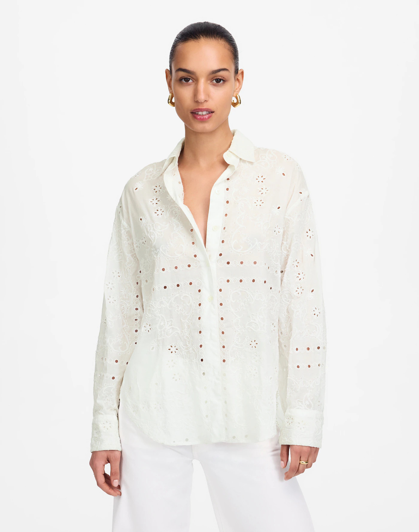 Embroidered Oversized Button-Up Shirt | Madewell | Madewell