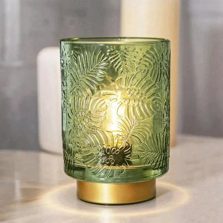 Quaqdae Small Battery Operated Lamp - Portable Cordless Lamp for Home Decor, Glass Table Lamp with Decor Aesthetic Jade Green | Walmart (US)