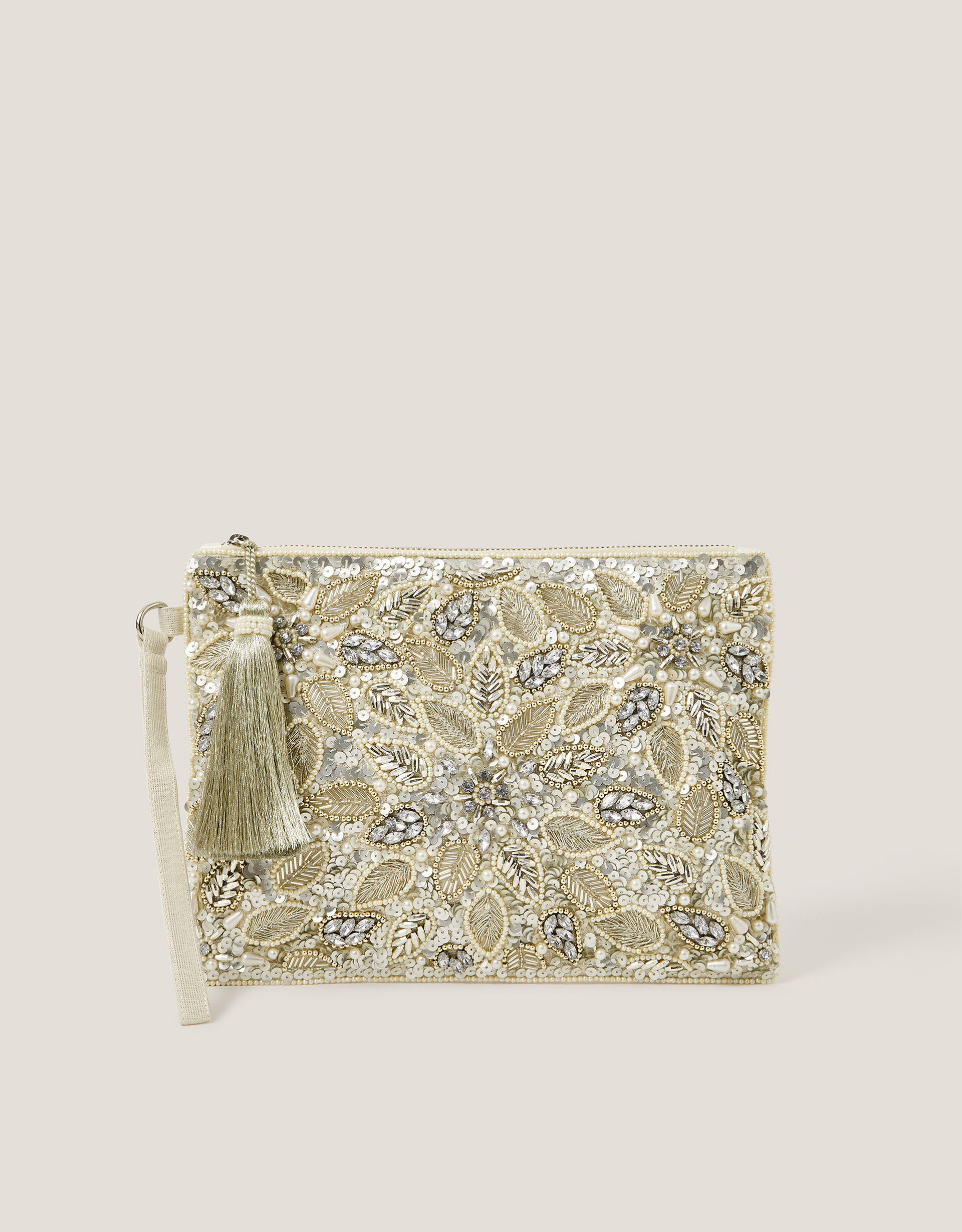 Febe Floral Embellished Tassel Pouch | Monsoon (UK)