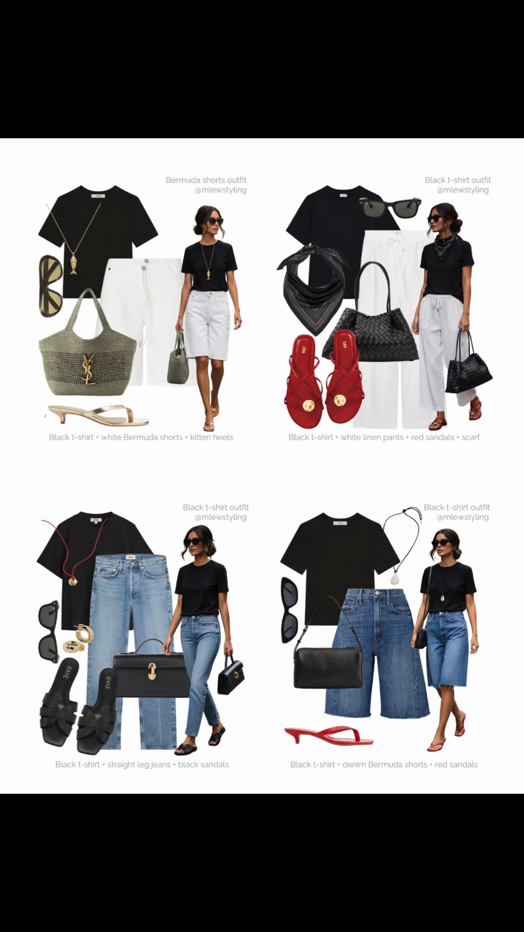 BLACK T-SHIRT STYLING 〰️

Tags: elevated summer outfit ideas, capsule wardrobe, black tee, outfit formulas, denim Bermuda shorts, cute sandals, wardrobe basics

#LTKjeans #LTKsummer #LTKstyletip