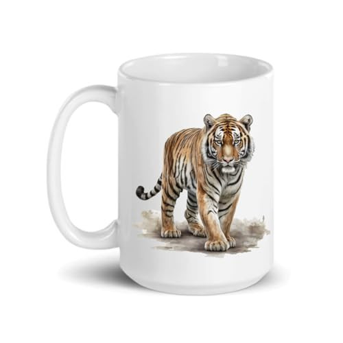 C M Tiger Ceramic Coffee Mug, 15 oz. Tiger Gift for Men and Women | Amazon (US)