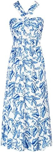 GRACE KARIN 2025 Women's Criss Cross Halterneck Sleeveless Summer Floral Print Flowy A Line Maxi ... | Amazon (US)