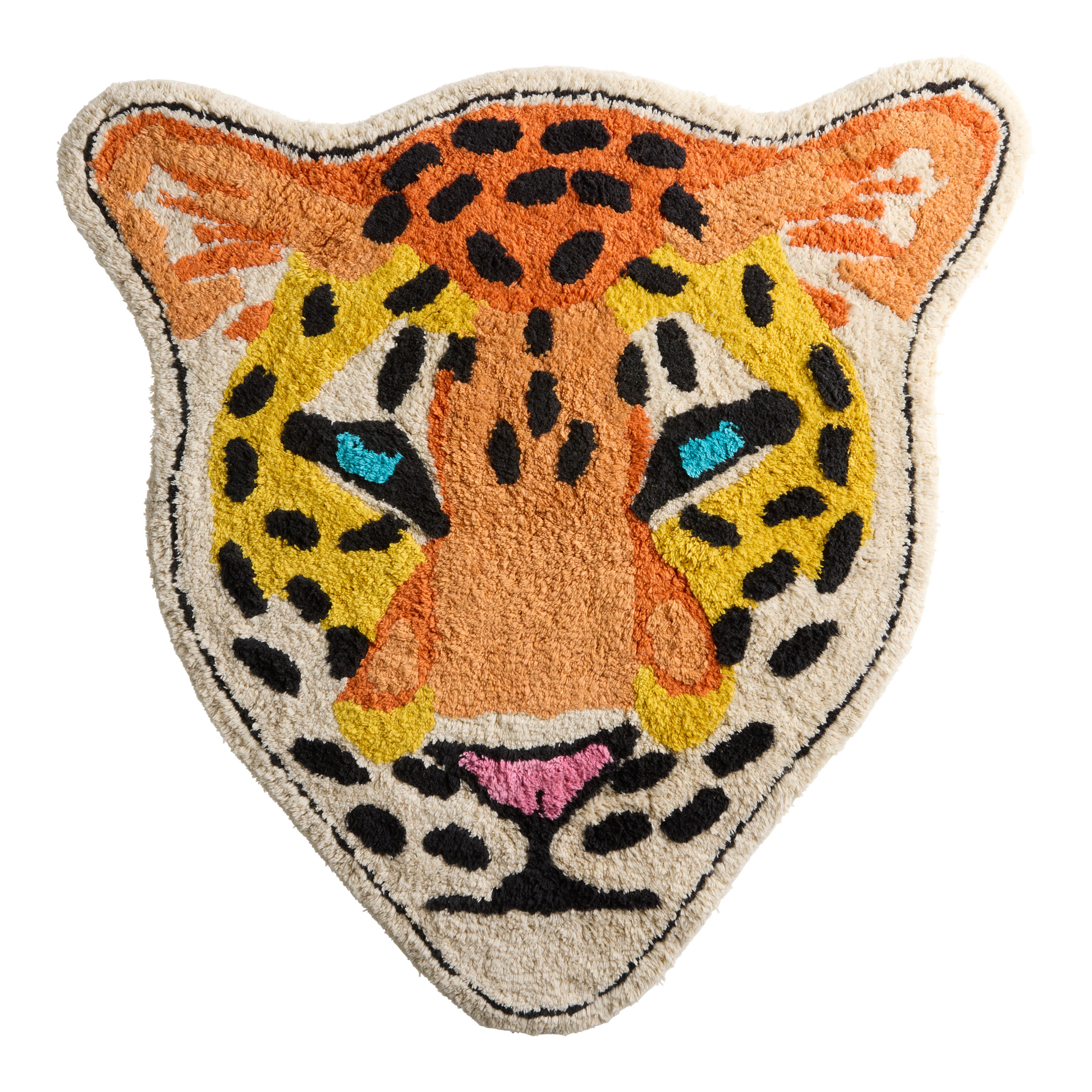 Orange Leopard Head Shaped Tufted Bath Mat | World Market