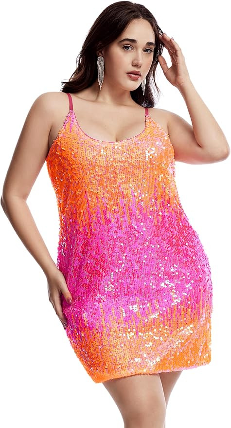THANKPEARL Women's Sparkly Sequin Dress Spaghetti Strap Glitter Party Cocktail Clubwear Sexy Mini... | Amazon (US)