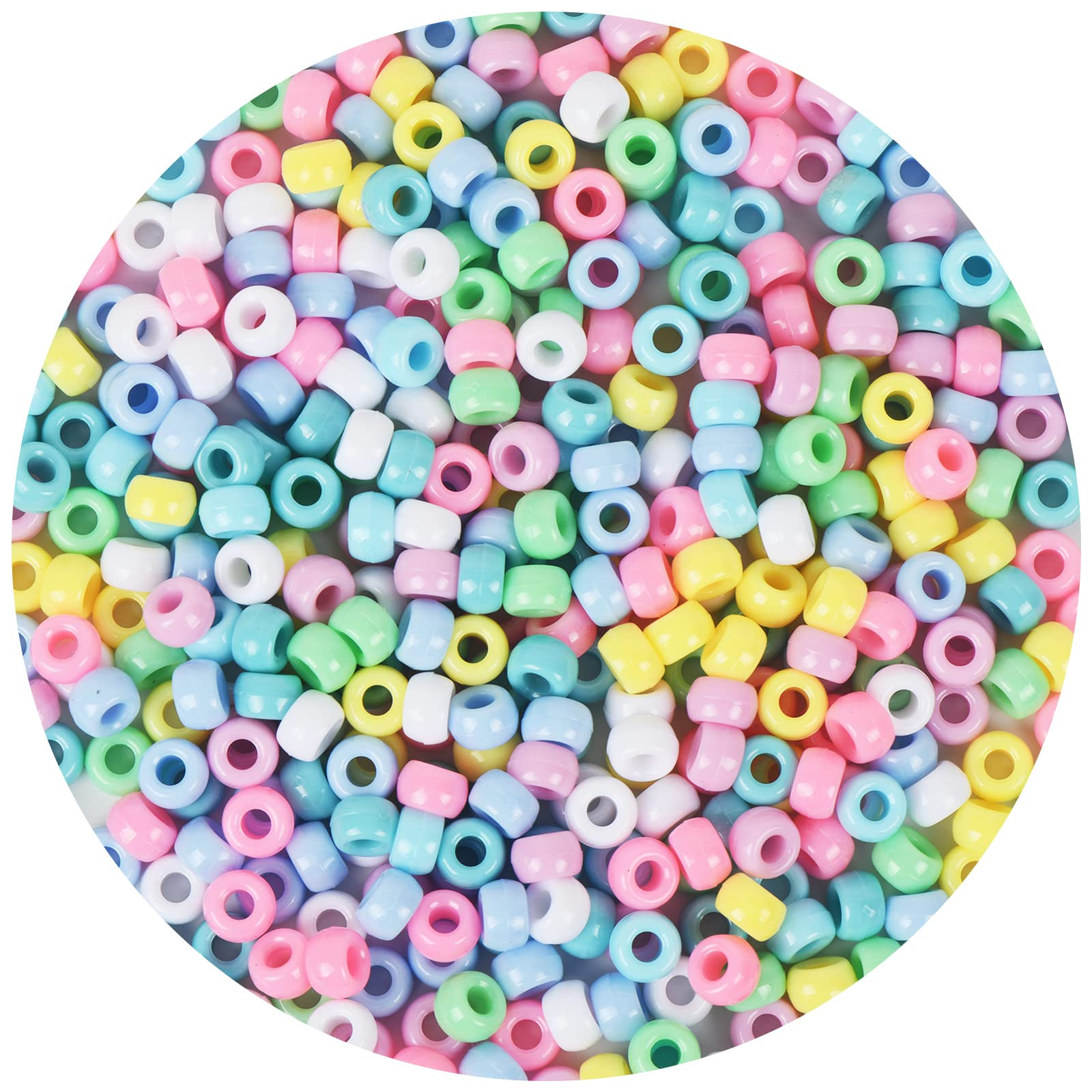 Simetufy 1200 pcs Pony Beads Macaron Pastel Colored Beads for Crafts Hair Beads for Hair Braiding... | Amazon (US)