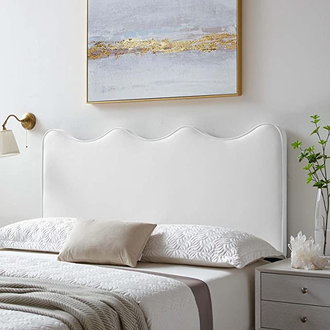 Modway Athena Performance Velvet Headboard, Full/Queen, White | Amazon (US)