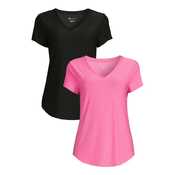 No Boundaries Juniors Brushed V-Neck T-Shirt, 2 Pack | Walmart (US)