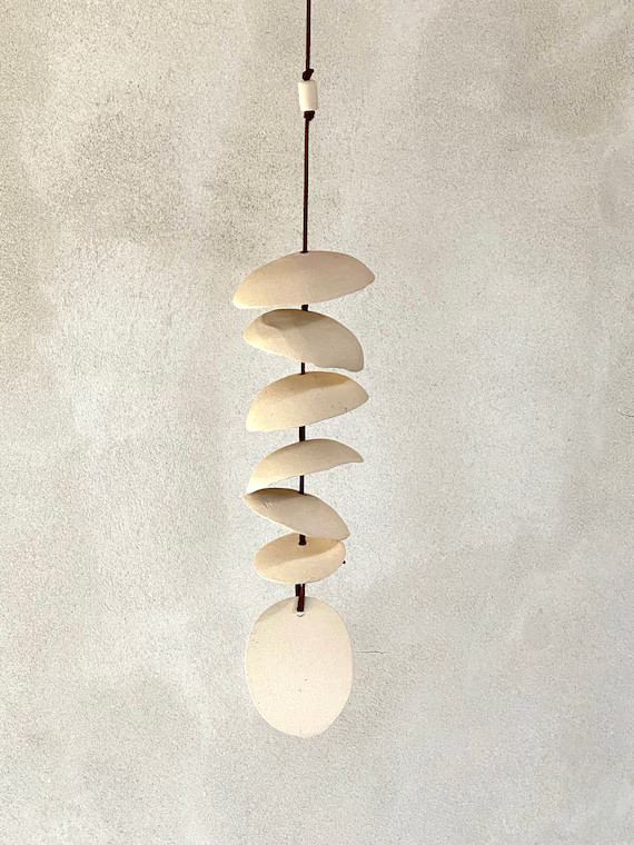 One White clay- Ceramic wind chime- Handmade -wind chime-patio- wedding gift- wabi sabi- bell- gi... | Etsy (AU)