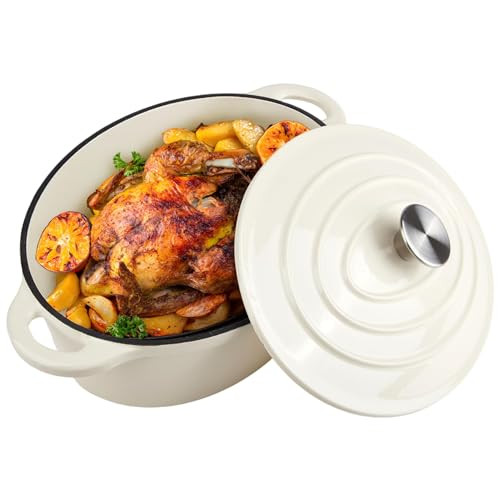 5.5 Quart Oval Enameled Cast Iron Dutch Oven Pot with Lid, Oven Safe up to 550° F & Dishwasher Safe, Sturdy Dutch Oven Cookware | Amazon (US)