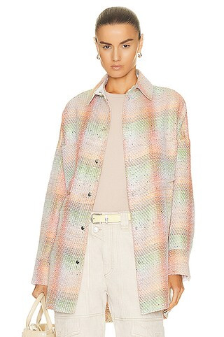 IRO Zilika Shacket in Green & Orange | FWRD | FWRD 