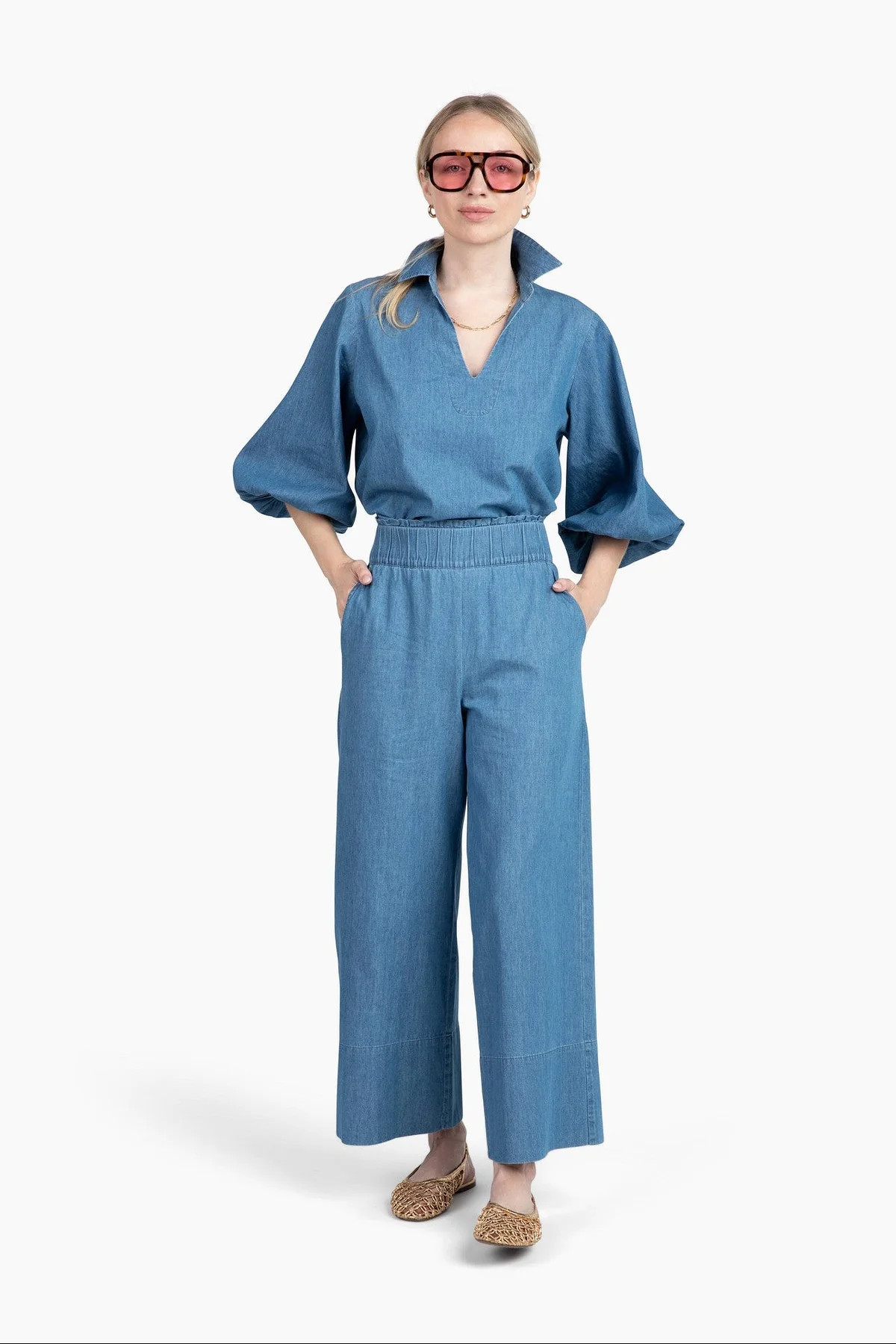 Take Pause Pant Set - Chambray | Quiet Culture