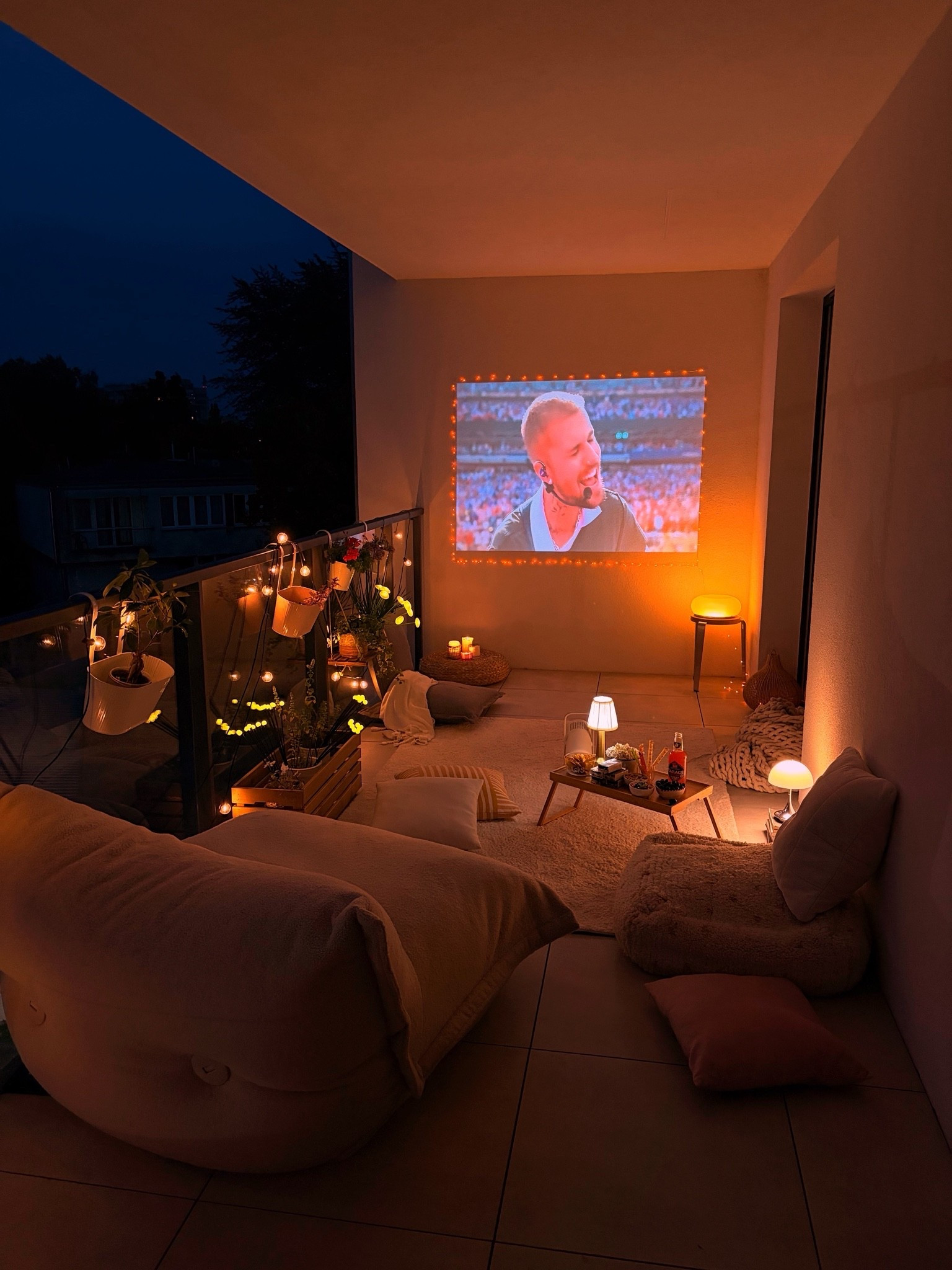 Movie night on the balcony 🍿✨

#LTKHome