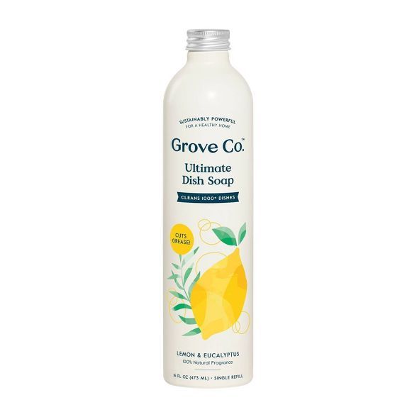 Grove Co. Ultimate Dish Soap Refill in Aluminum Bottle - Lemon & Eucalyptus - 16 fl oz | Target