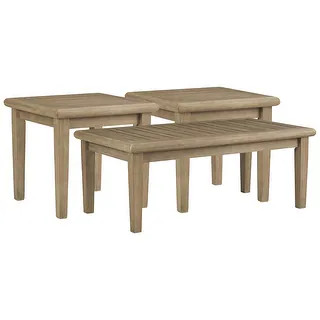 Signature Design by Ashley Gerianne Brown Outdoor Coffee Table with 2 End Tables - Overstock - 37... | Bed Bath & Beyond
