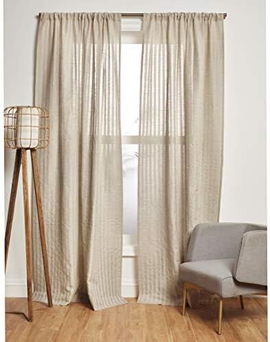Solino Home Zoe Sheer Curtain – 52 x 63 Inch, Rod Pocket Window Panel - Linen X Cotton Curtain  – Ca | Amazon (US)