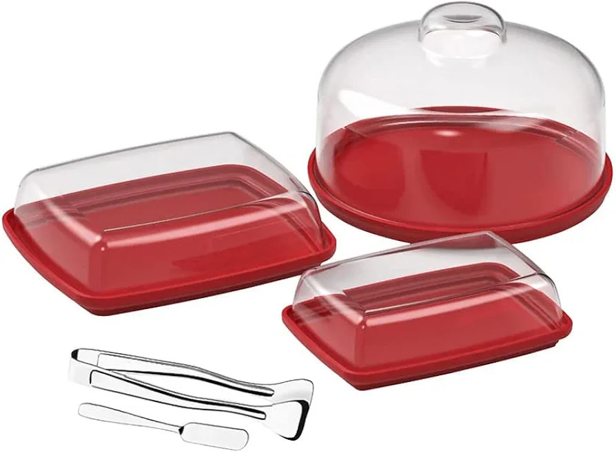 Kit Café Da Manhã 5 Peças Inox E Acrílico Servir Coza (Vermelho Bold) | Amazon (BR)