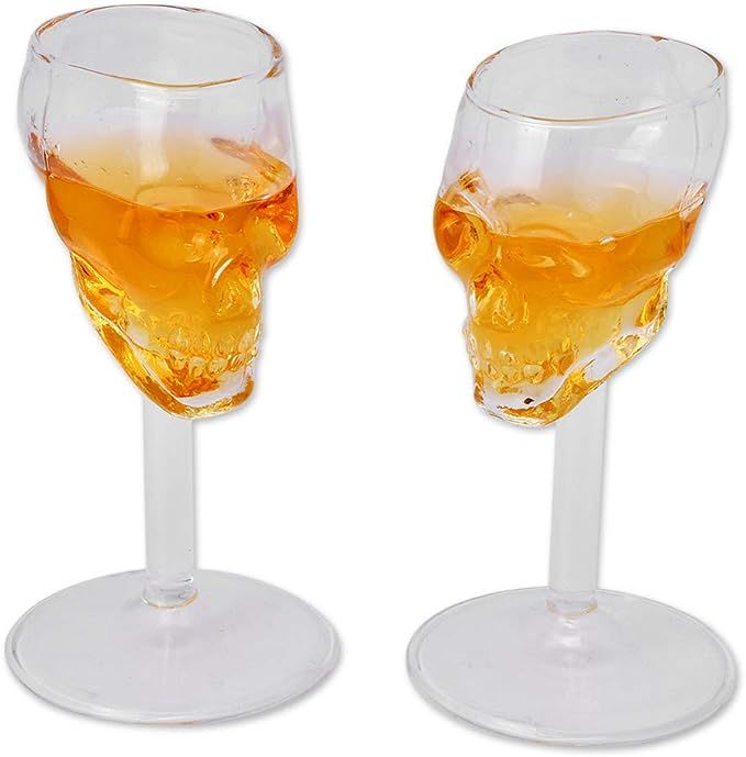 Skull Shot Glass 2 Pieces Double Shot 75 Milliliter 2.5 Ounce Whiskey Glass | Amazon (US)