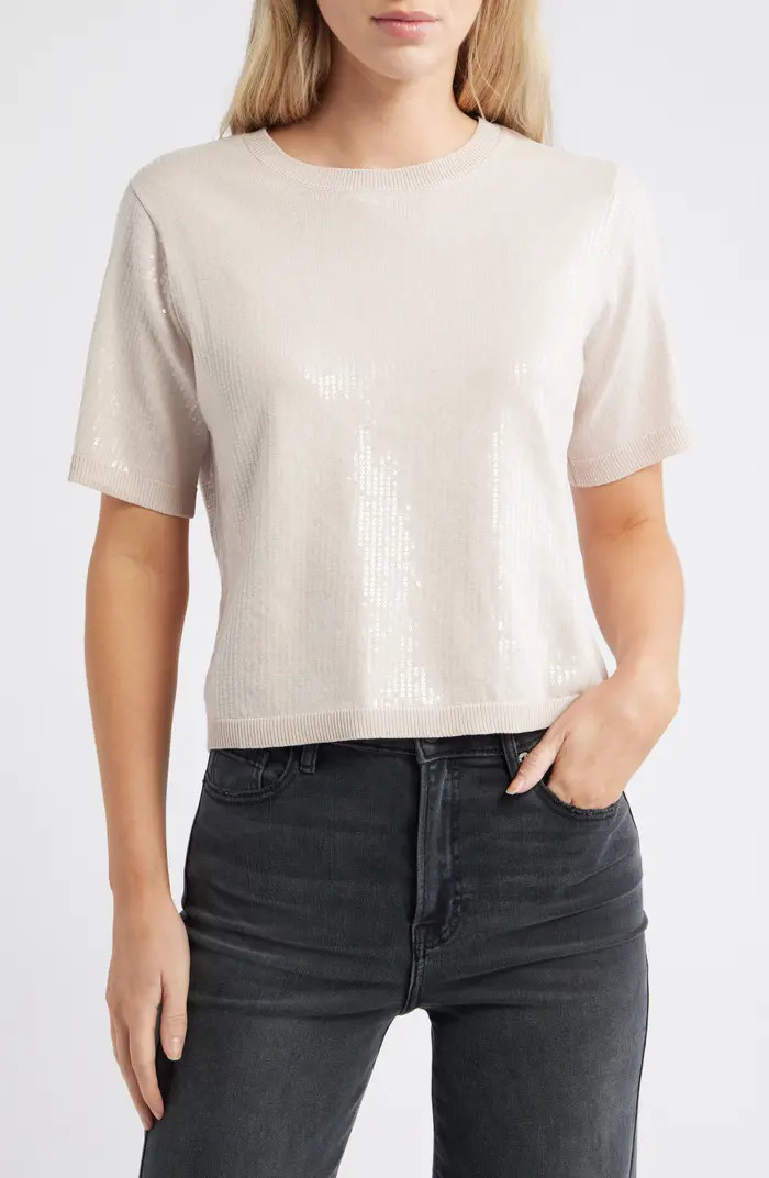 Sanctuary Sparkle Short Sleeve Sequin Sweater | Nordstrom | Nordstrom