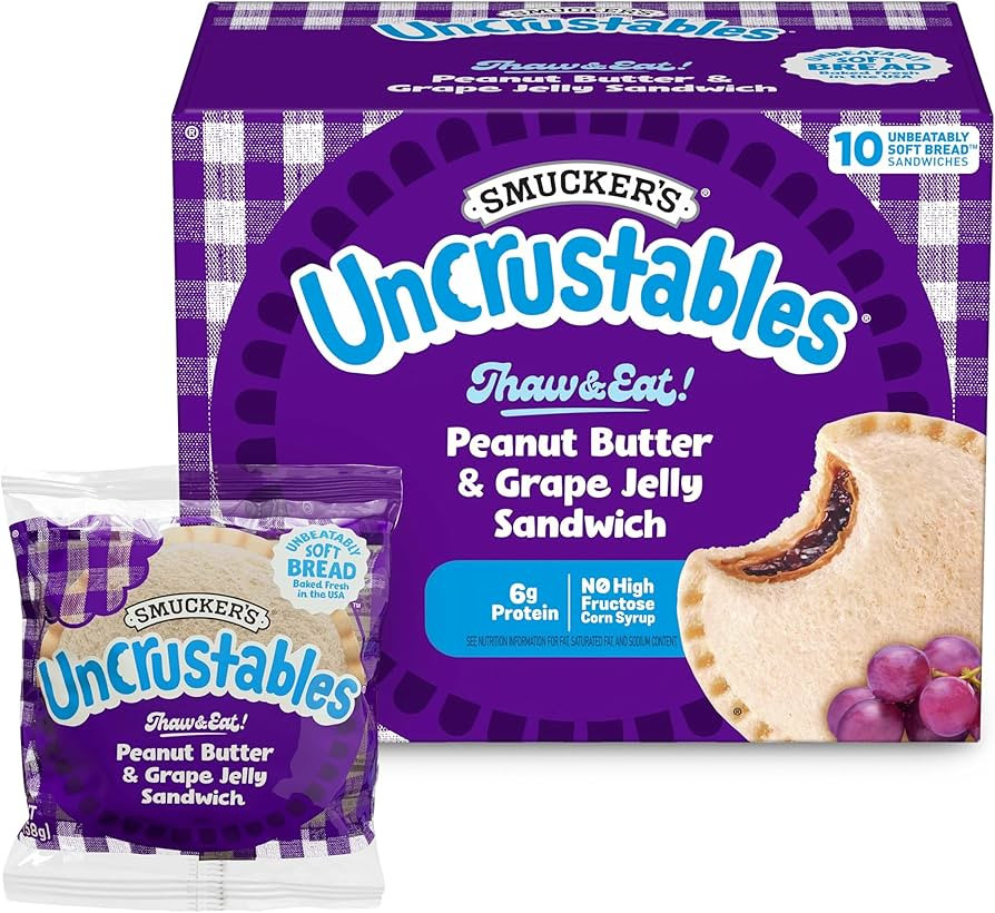 Smucker's Uncrustables Frozen Peanut Butter & Grape Jelly Sandwiches, 10 Count, Thaw & Eat | Amazon (US)