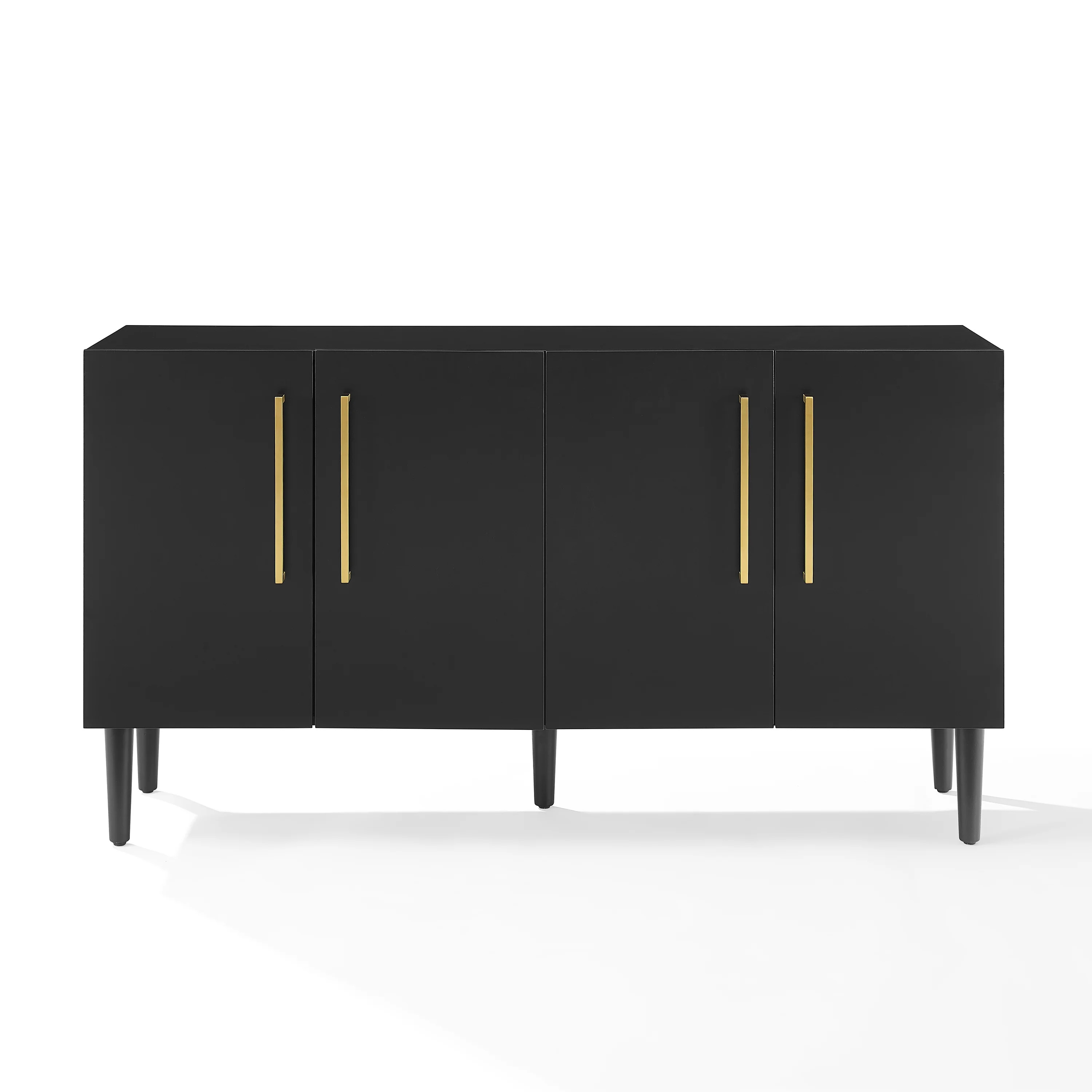 Crosley Furniture Everett 2 Large Cabinets Modern Wood Sideboard in Matte Black | Walmart (US)