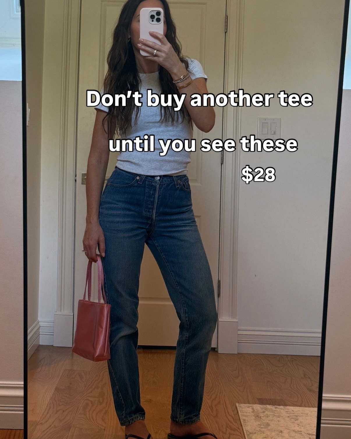 I bought all three… now I want more colors.

I’m a jeans + tee kind of girl, so I’m always looking for the perfect basic tees. I found these at Aritzia and they hit at the perfect spot (not too long, not too cropped).

• Black (smooth) – more elevated, easy with jeans or trousers
• Gray (ribbed) – everyday, fitted, throw-on-and-go
• White – soft, fitted, perfect basic

All $28, which honestly makes them even better. They come in a ton of color options too.

💬 Comment TEE and I’ll send you the links

#casualchic #casualoutfits #capsulewardrobe #whitetee #elevatedbasics 

basics, elevated basics, white tee, t-shirts, capsule wardrobe, casual outfits, everyday style, minimalist outfits, classic style, casual chic, cool girl style
