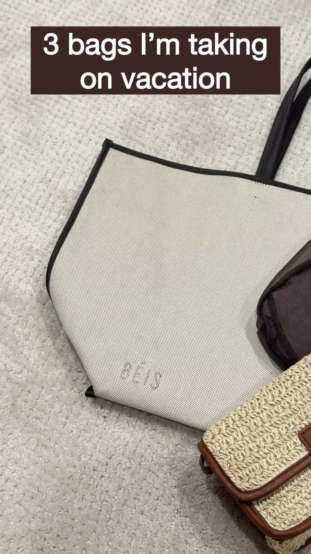 3 bags I’m taking on vacation and why 🤍

• Tote — my travel essential. Fits everything for the plane and doubles as a beach bag
• Mesh bag — lightweight, easy, and perfect for throwing in sunscreen, a book, and whatever the day brings
• Woven crossbody — small, hands-free, and instantly pulls any outfit together for dinners or exploring

Keeping it simple, functional, and styled ✨

#LTKTravel #LTKSwim #LTKdayinmylife