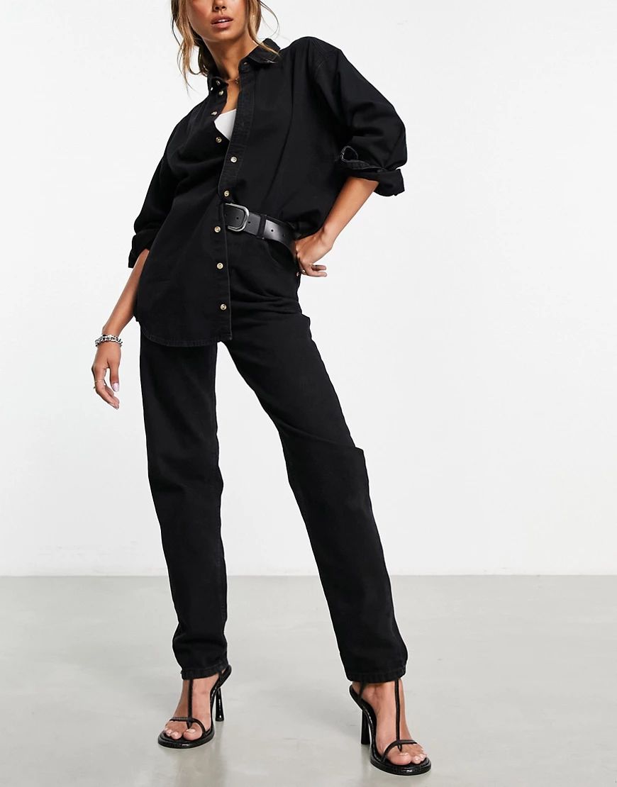 ASOS DESIGN - 'Original' mom jeans met hoge taille in zwart | ASOS (Global)