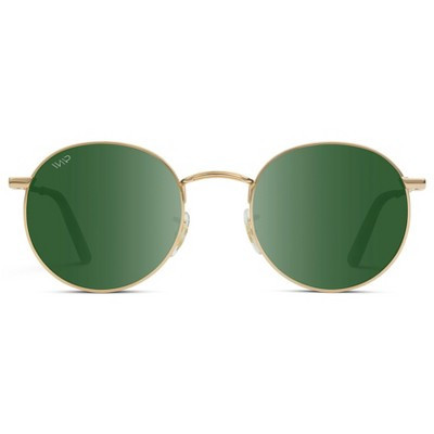WMP Eyewear Trendy Round Metal Frame Polarized Sunglasses - Gold Frame/Smoke Green Lens | Target