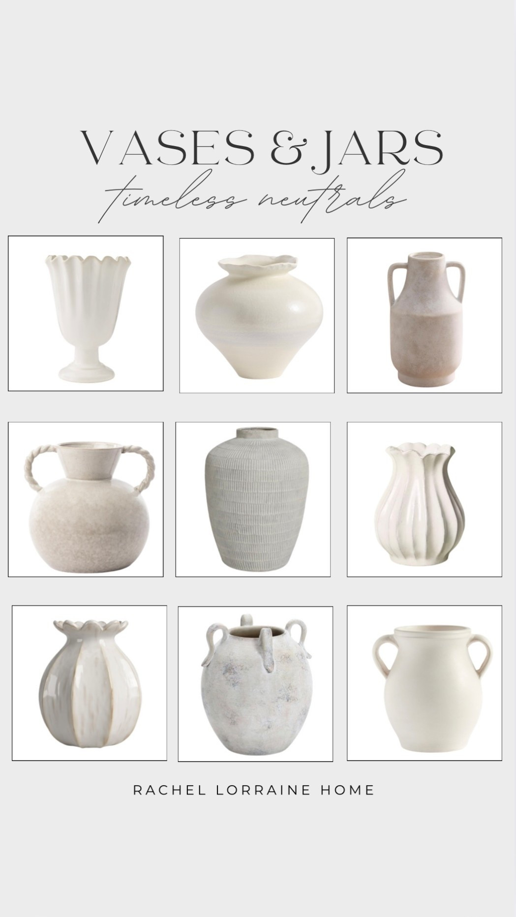 Rounding up some of my favorite neutral vases and jars that give a timeless look year-round. 🤍 Style them with seasonal stems or let their classic silhouettes stand alone for simple shelf decor. These versatile pieces never go out of style and add the perfect finishing touch to any room. 

#LTKHome