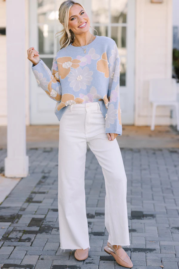 Easy To Love Blue Floral Sweater | The Mint Julep Boutique